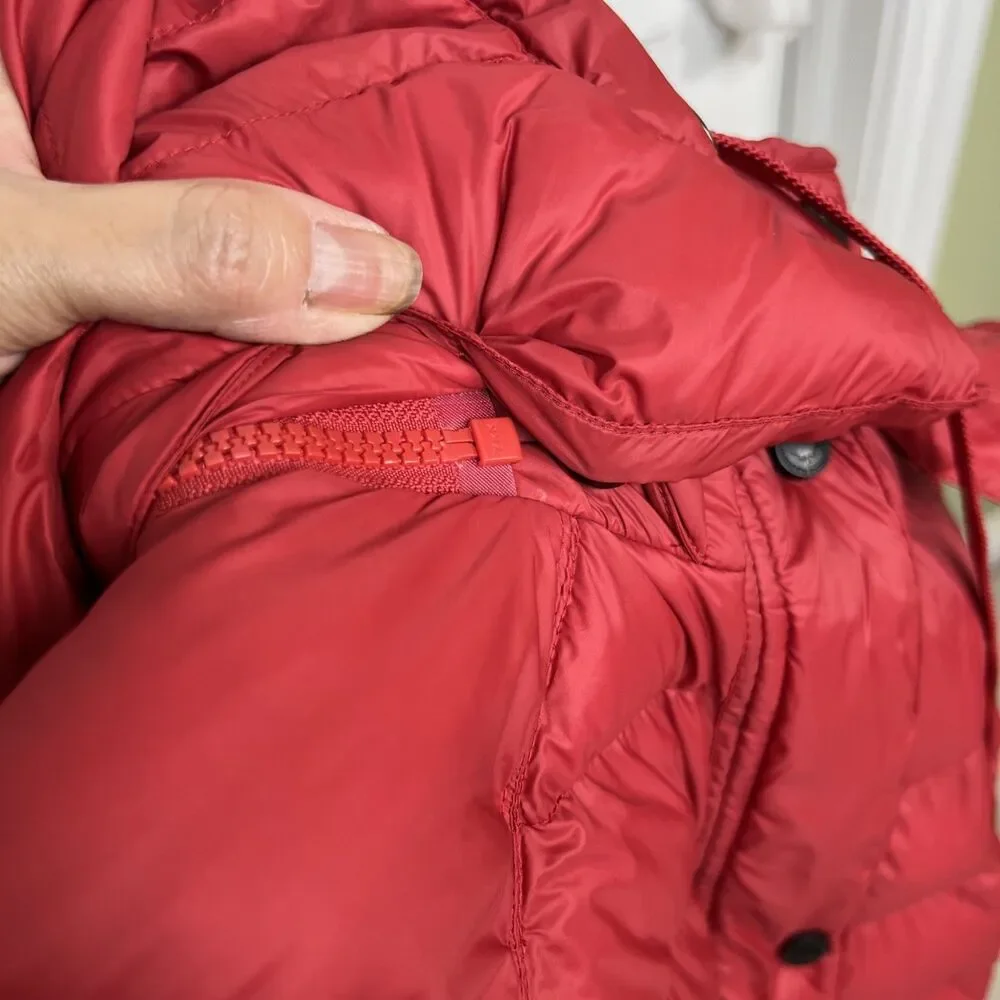 Women’s PAJAR Red Winter Puffer Jacket Duck Down Filled Hooded Small Canada Read